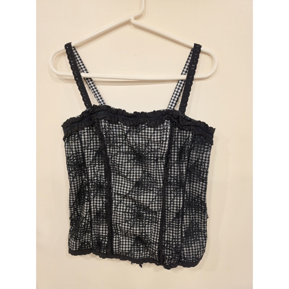 Y2K Tripp NYC Corset Top Black Spider Web Overlay Laced Zip Up Women's Size L